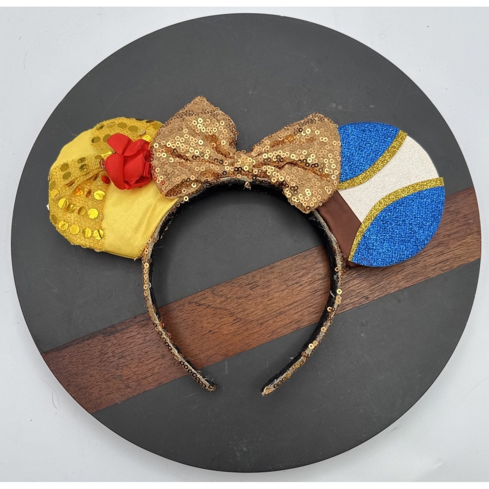 Minnie Mouse Ears Headband Disney Beauty And The Beast HANDMADE